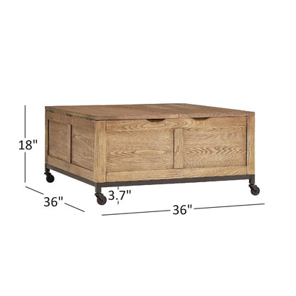 Trunk Square Coffee Table With Iron Casters