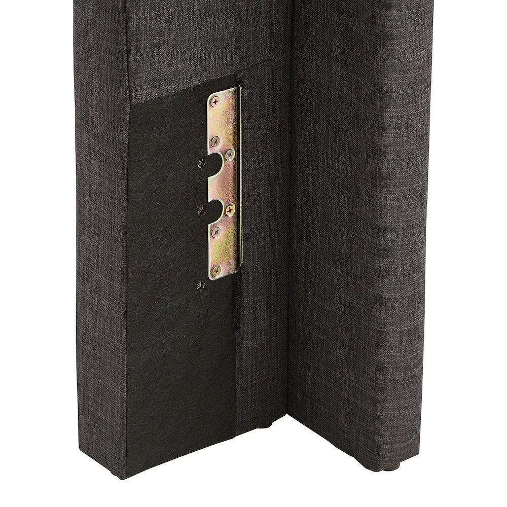 Dark Grey Linen Eastern King Wingback Tufted Headboard