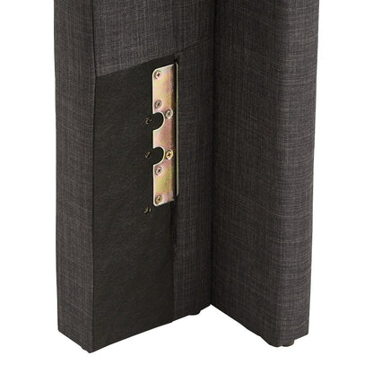 Dark Grey Linen Eastern King Wingback Tufted Headboard