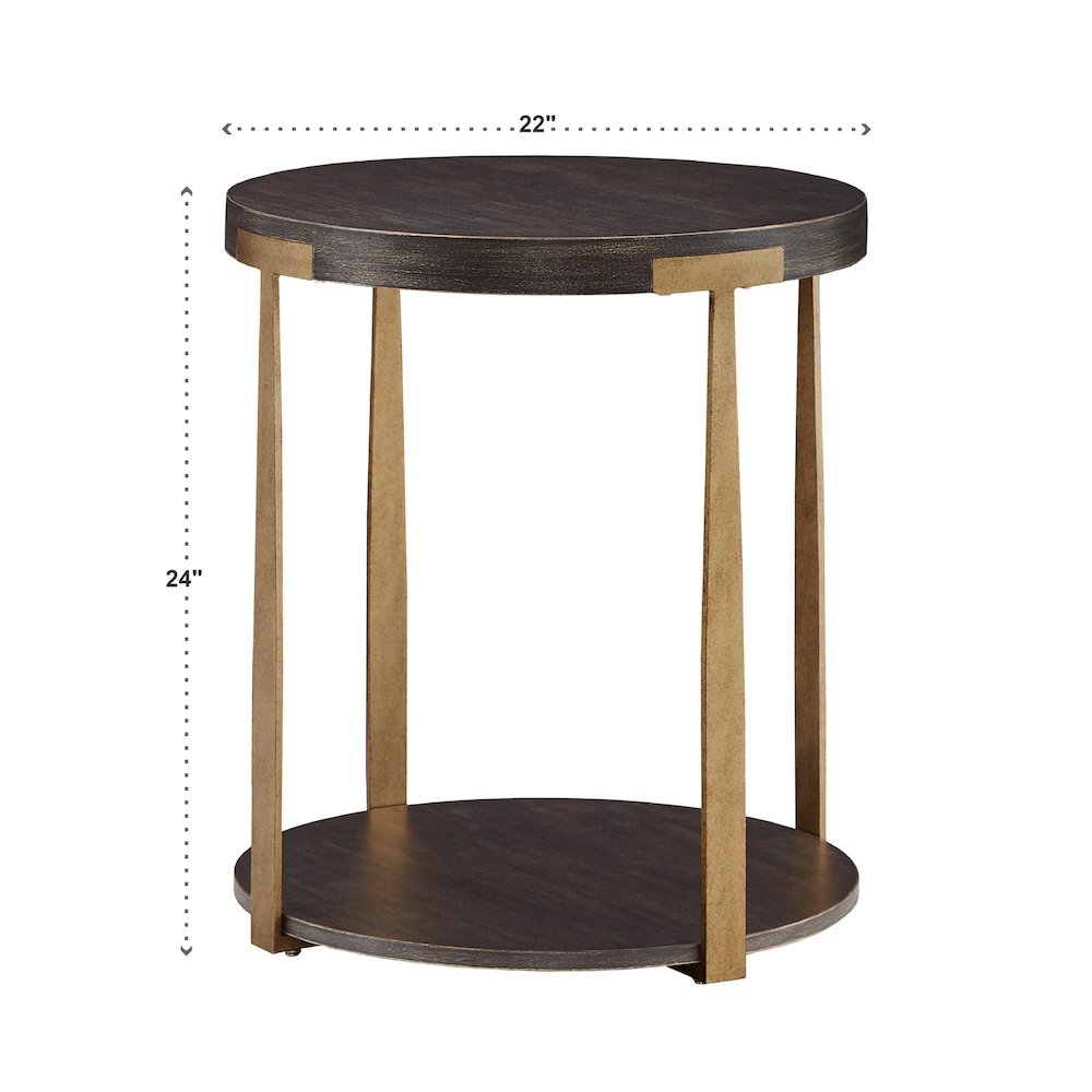 Espresso Finish Antique Brass T-Brace End Table