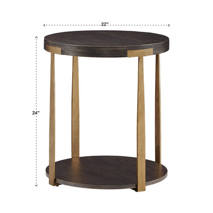 Espresso Finish Antique Brass T-Brace End Table
