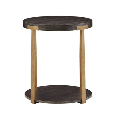 Espresso Finish Antique Brass T-Brace End Table