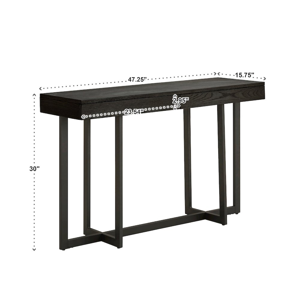 Black Finish Sofa Table With 2 Drawers