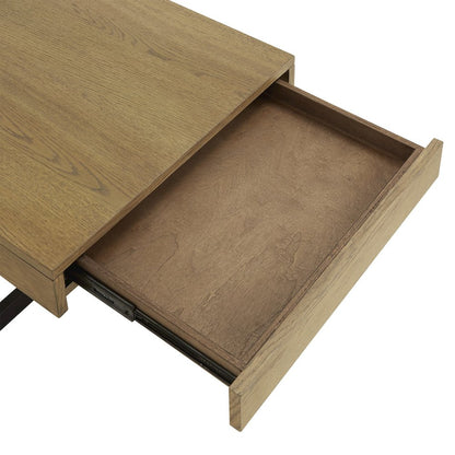Brown Finish Coffee Table With 2 Drawers