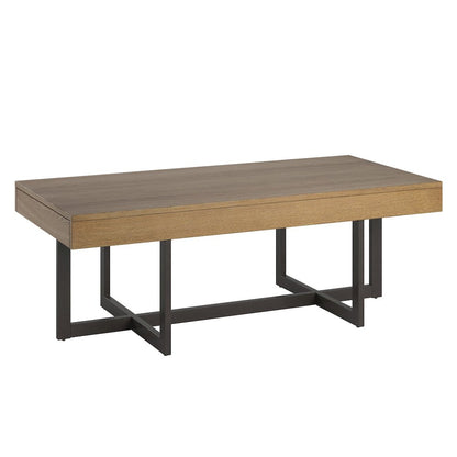 Brown Finish Coffee Table With 2 Drawers