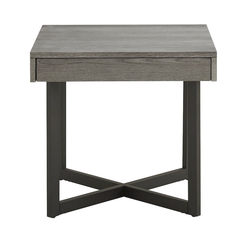 Grey Finish End Table With 1 Drawer