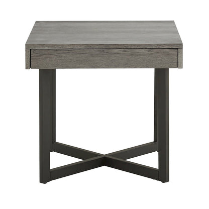 Grey Finish End Table With 1 Drawer