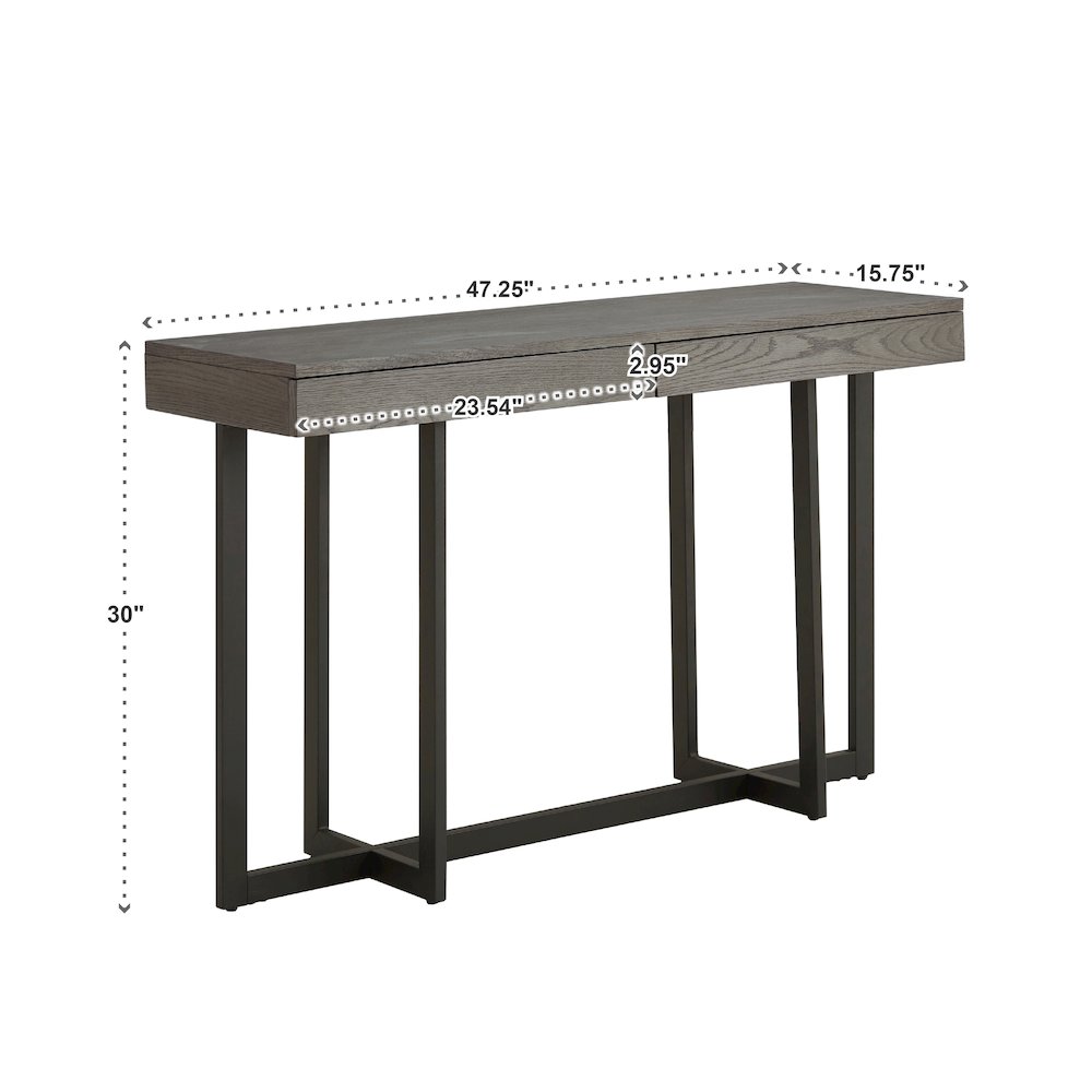 Grey Finish Sofa Table With 2 Drawers