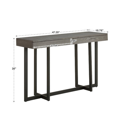 Grey Finish Sofa Table With 2 Drawers