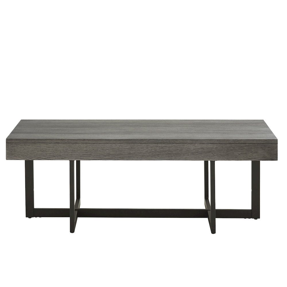 Grey Finish Coffee Table With 2 Drawers