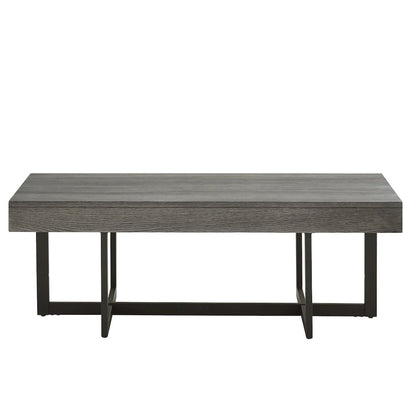 Grey Finish Coffee Table With 2 Drawers