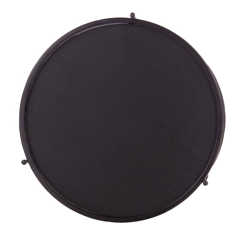 Verlington Round Farmhouse Style End Table in Black Color