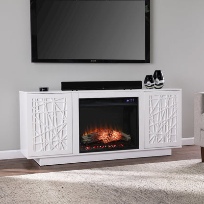 Delgrave Touch Screen Electric Media Fireplace Storage in White Color