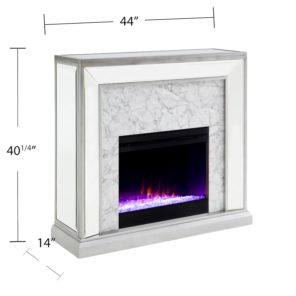 Trandling Mirrored Fireplace Set - Silver