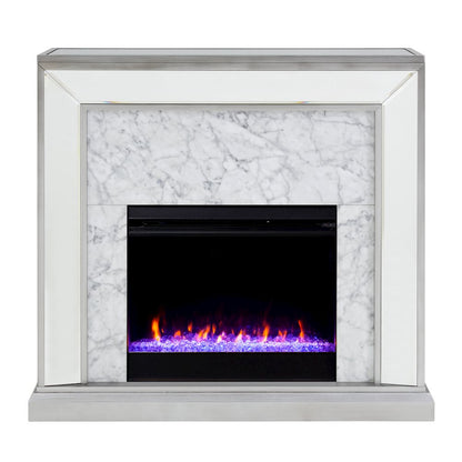 Trandling Mirrored Fireplace Set - Silver