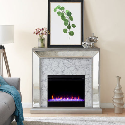 Trandling Mirrored Fireplace Set - Silver
