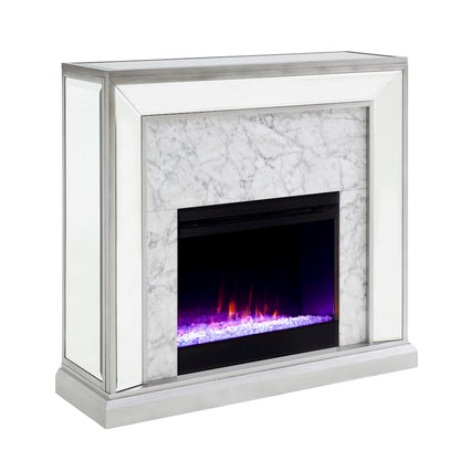 Trandling Mirrored Fireplace Set - Silver