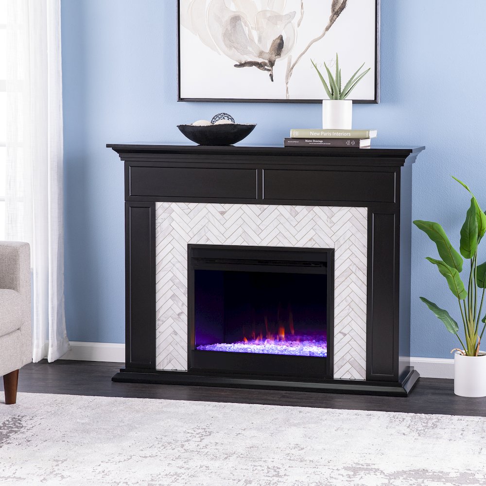 Torlington Color Changing Marble Tiled Fireplace