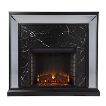Trandling Mirrored Fireplace Set - Black