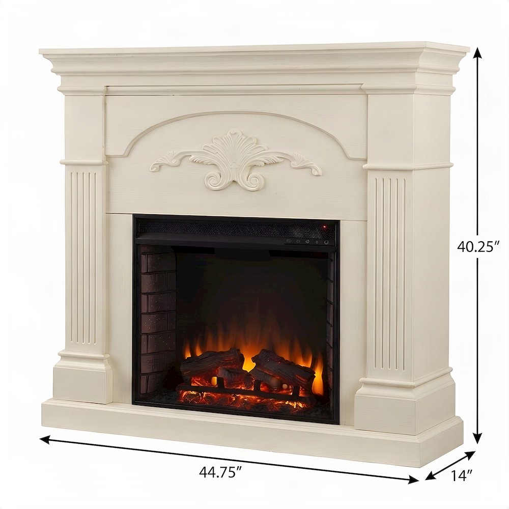 FurniFact Electric Fireplace with Mantel, Remote Control, and LED Flames