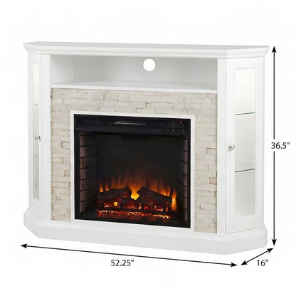 FurniFact Electric Fireplace with Mantel and Corner-Convertible Design