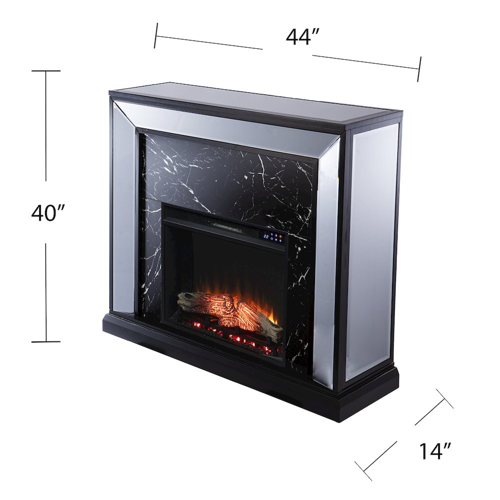 Trandling Mirrored Touch Screen Fireplace with Faux Marble