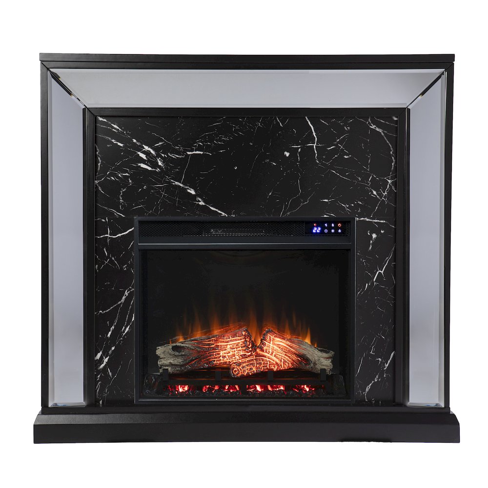 Trandling Mirrored Touch Screen Fireplace with Faux Marble