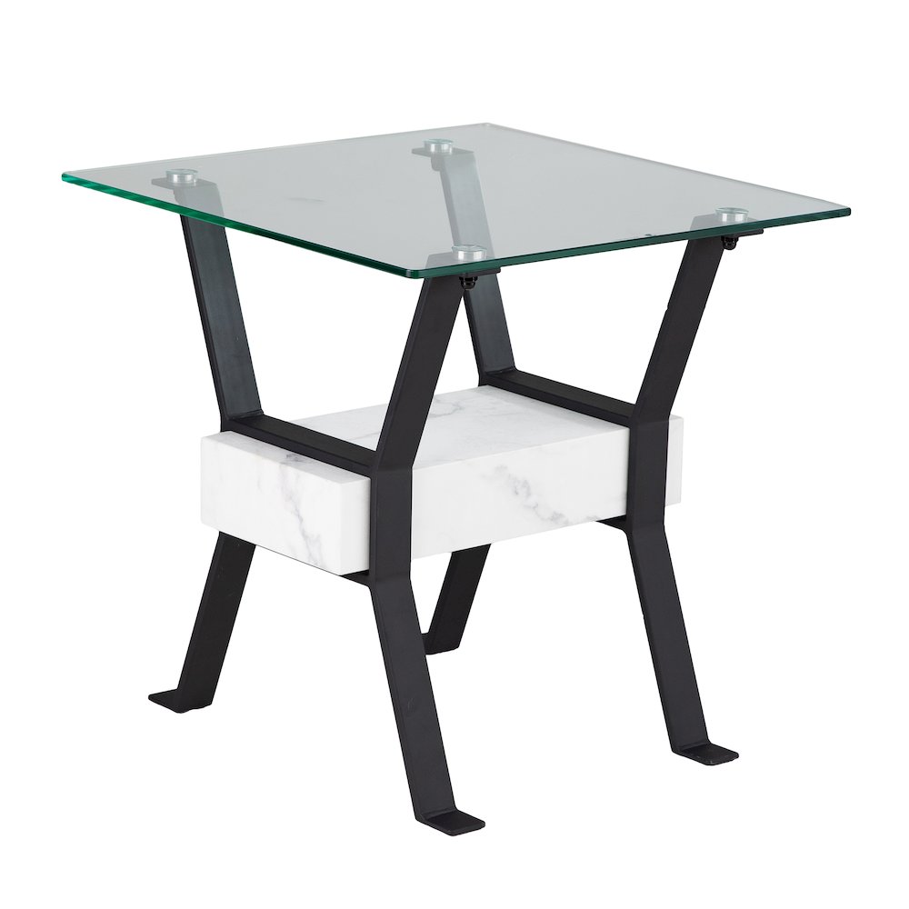 Darvette Glass-Top End Table in Black Color