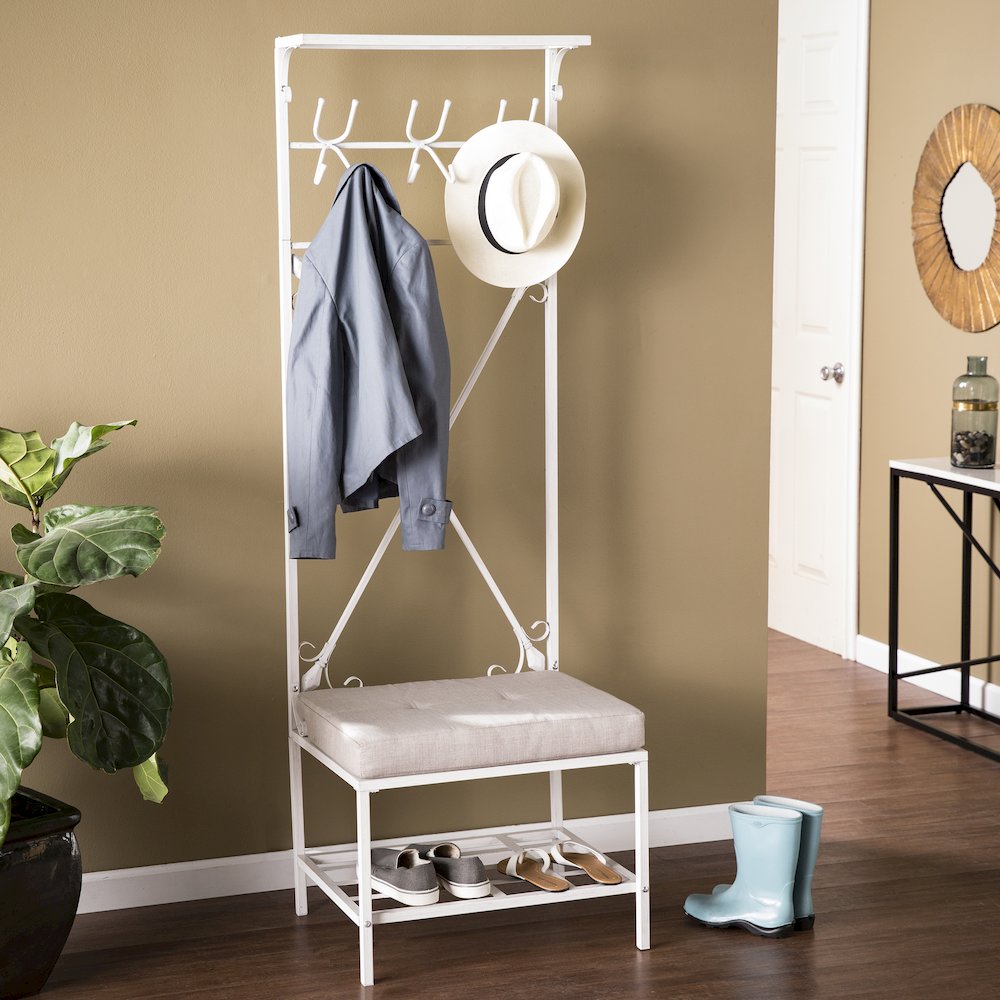Dovanti Entryway Hall Tree Bench with Storage - Distressed