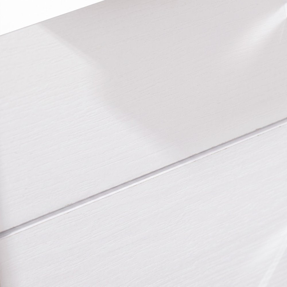 FurniFact Accent Table Nightstand with 3 Drawers and Veneer Top, White
