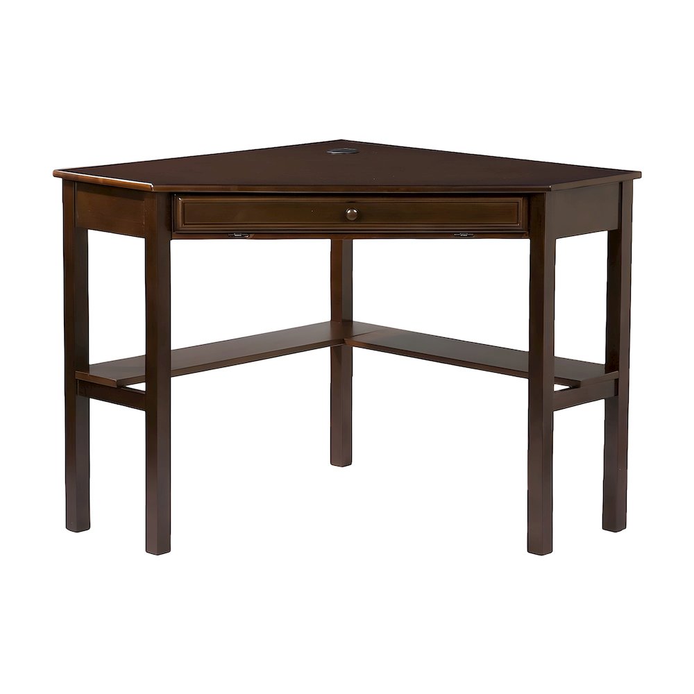 Birch Veneer Corner Computer Desk with Slide-Out Keyboard Tray and Shelves