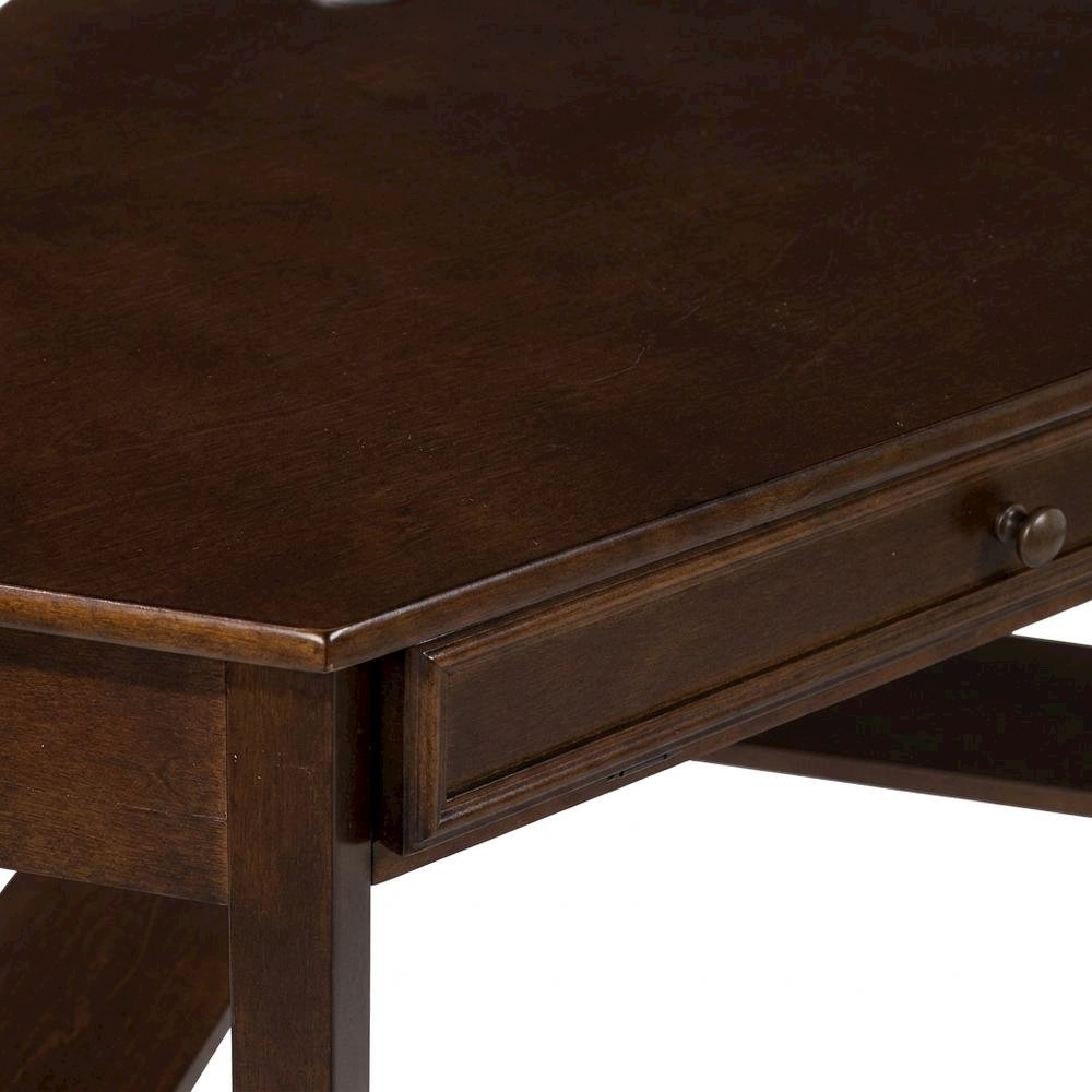 Birch Veneer Corner Computer Desk with Slide-Out Keyboard Tray and Shelves