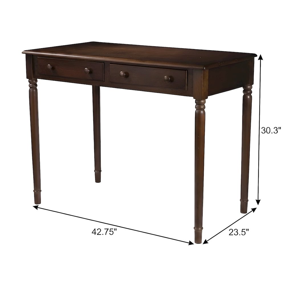 Wood Veneer Writing Desk with Drawers and Farmhouse Spindle Legs for Entryway
