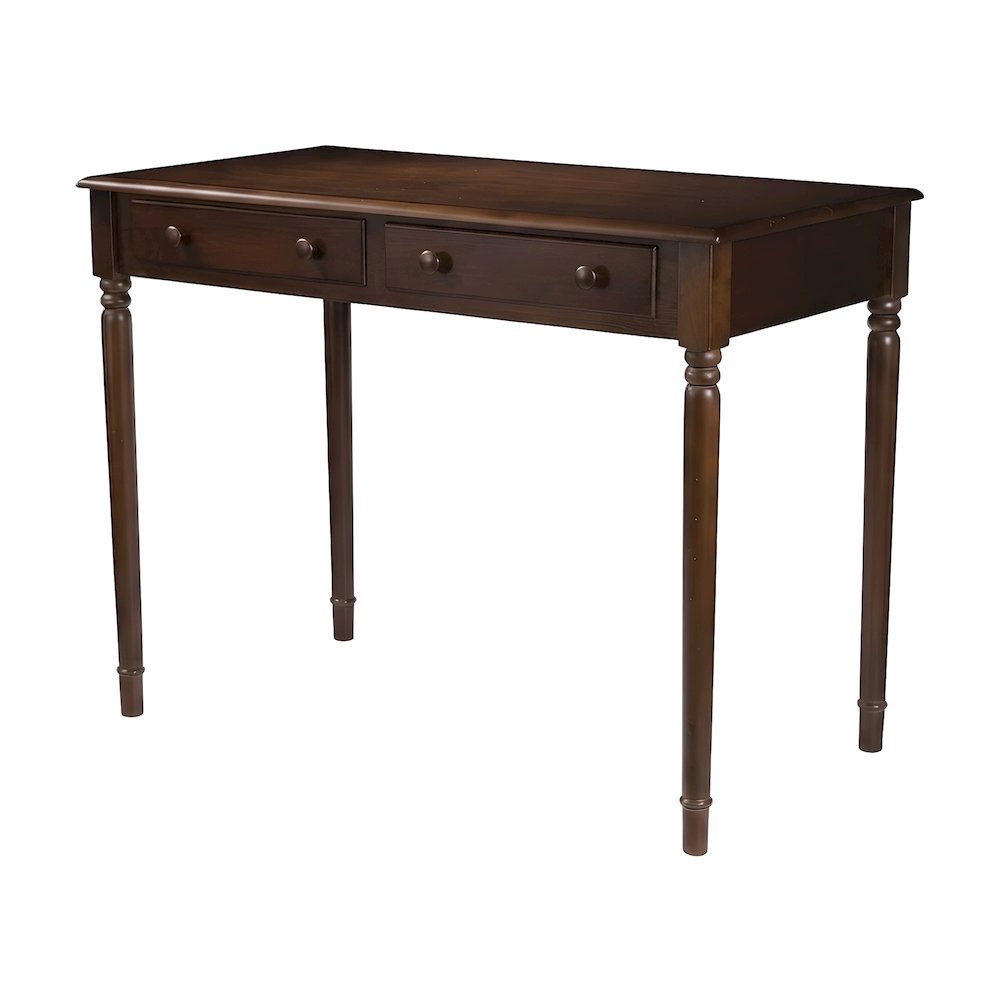 Wood Veneer Writing Desk with Drawers and Farmhouse Spindle Legs for Entryway