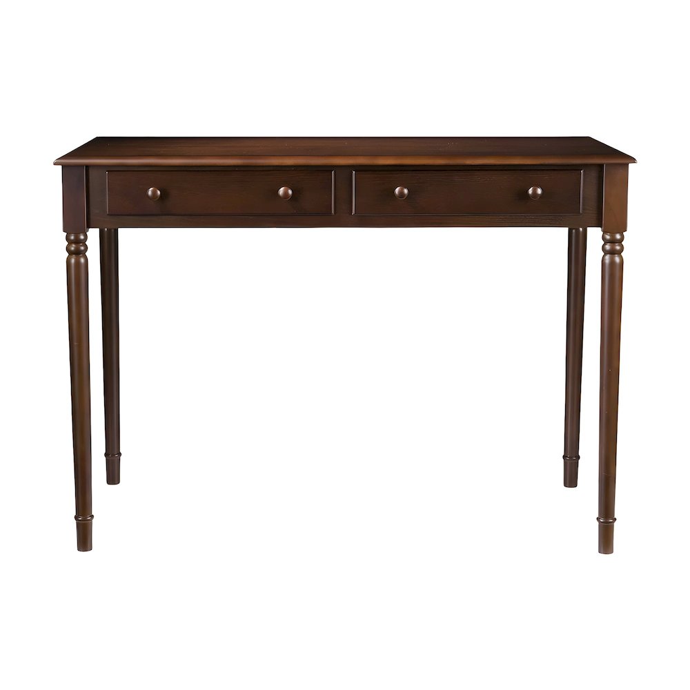 Wood Veneer Writing Desk with Drawers and Farmhouse Spindle Legs for Entryway