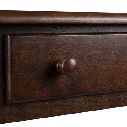 Wood Veneer Writing Desk with Drawers and Farmhouse Spindle Legs for Entryway
