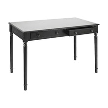 Wood Veneer Writing Desk with Drawers and Spindle Legs, Farmhouse Style