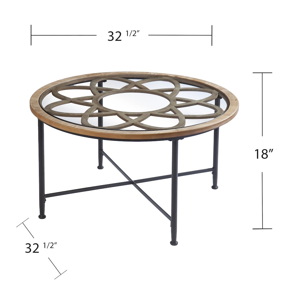 Melvoir Glass-Top Cocktail Table in Black Color