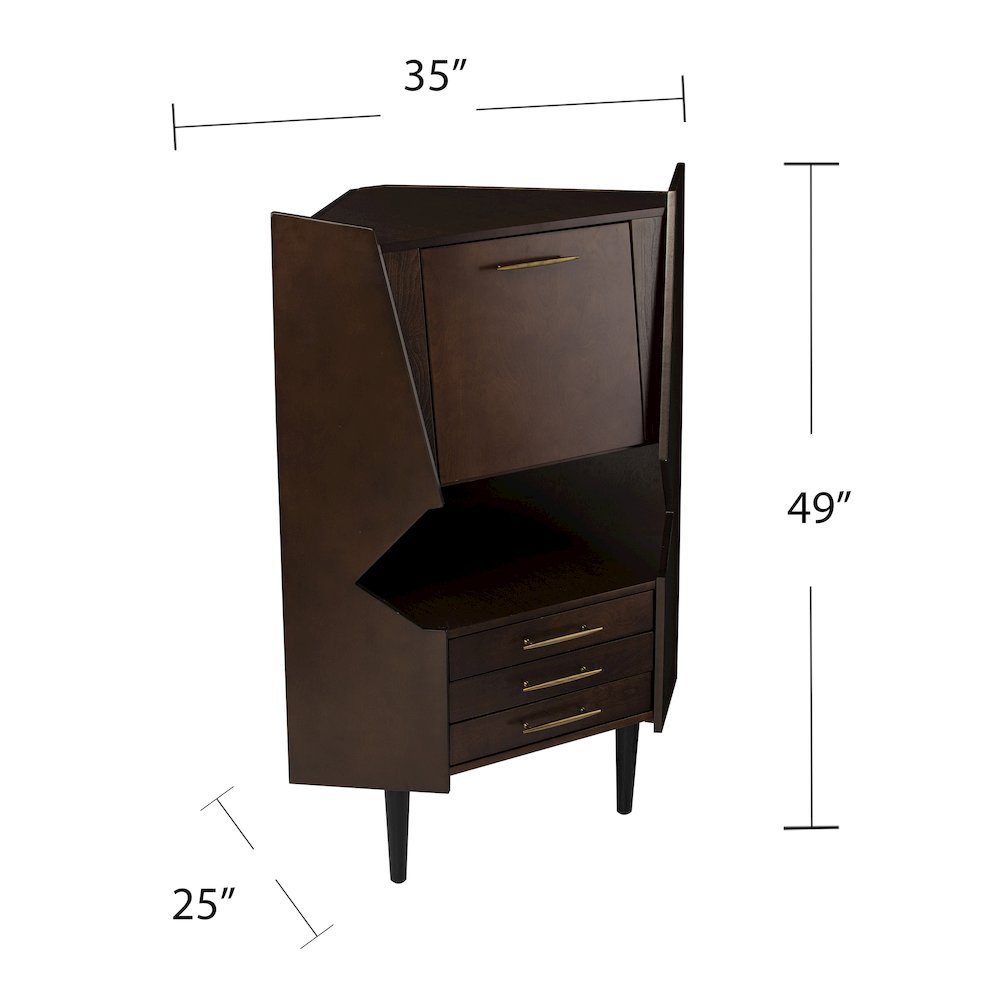 Larson Corner Bar Cabinet - Dark Tobacco