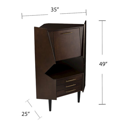 Larson Corner Bar Cabinet - Dark Tobacco