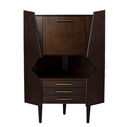 Larson Corner Bar Cabinet - Dark Tobacco