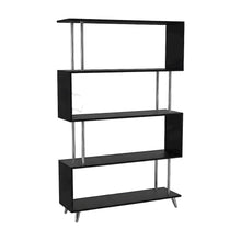 Wood Veneer 4-Shelf Etagere Bookcase with Asymmetrical Open Shelves