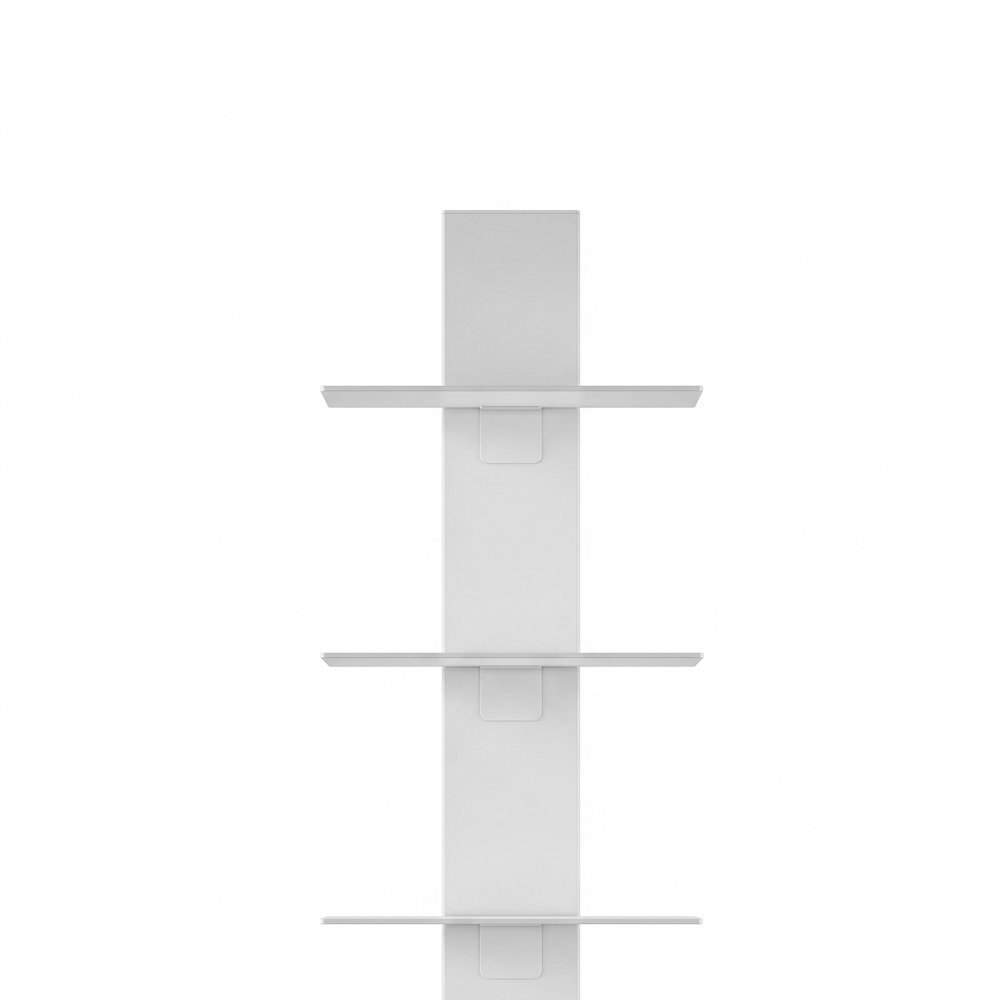 FurniFact Wall Shelves Tower with 12 Fixed Powder-Coated Iron Tiers, White