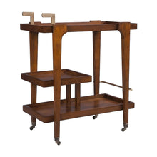 Birch Veneer Mid-Century Modern Bar Cart with Open Shelving for Dining Room