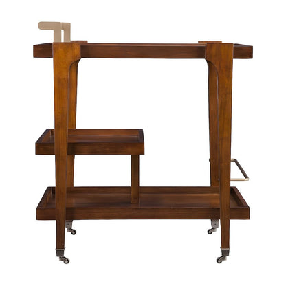Birch Veneer Mid-Century Modern Bar Cart with Open Shelving for Dining Room