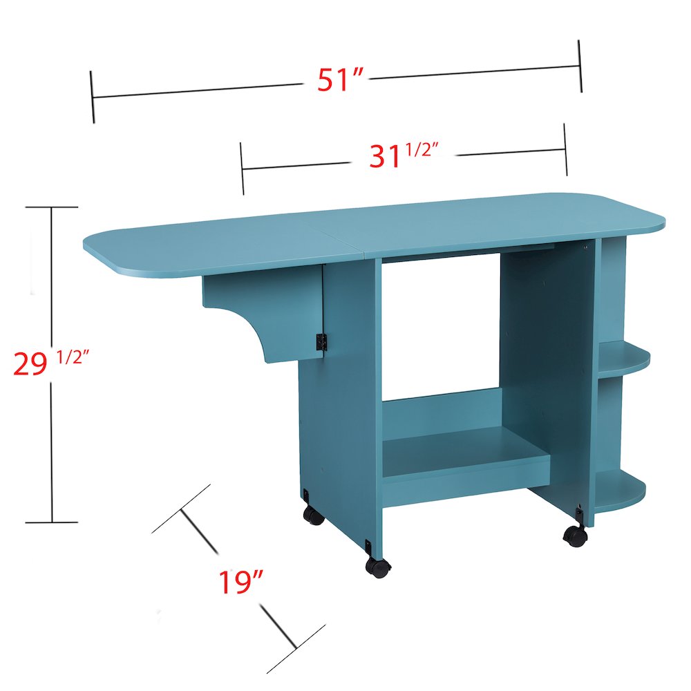 Stradville Expandable Rolling Sewing Table/Craft Station - Turquoise