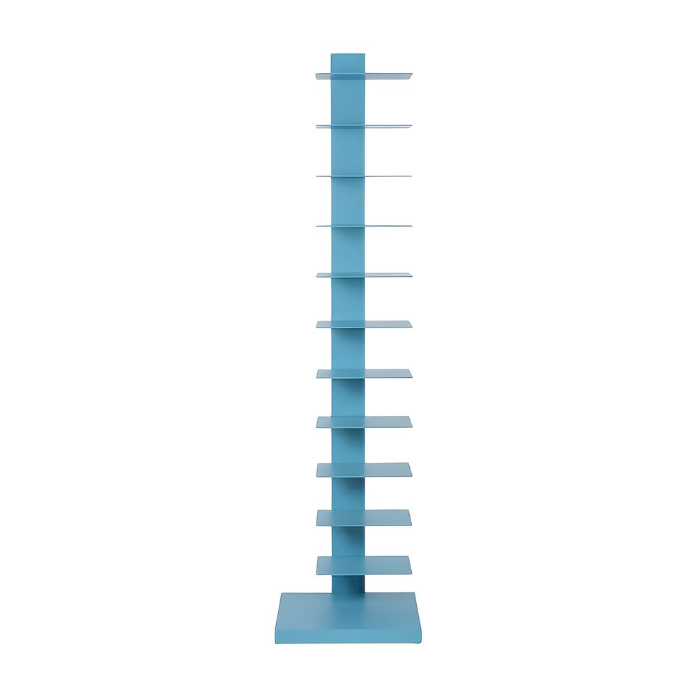 Metal Spine Tower Shelf with Powder-Coated Finish and Fixed Shelves for Entryway
