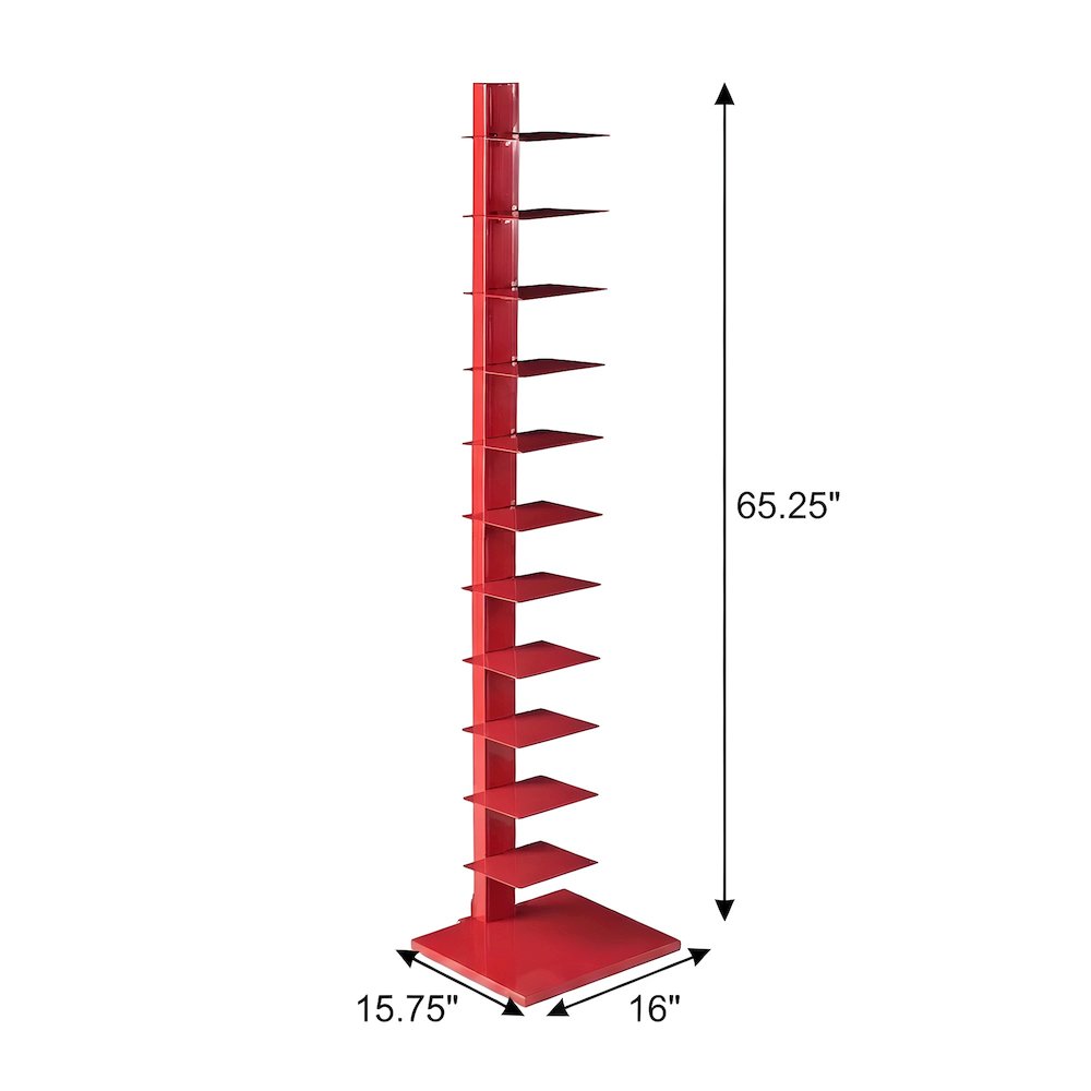 Metal Tower Shelf with Powder-Coated Finish and Fixed Shelves, Narrow Tall