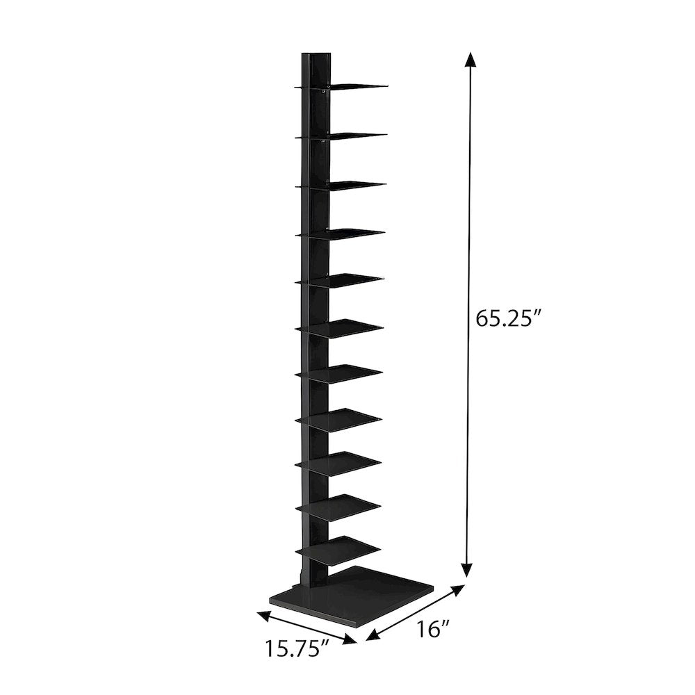 Metal Tower Shelf with Powder-Coated Finish and Fixed Shelves for Entryway