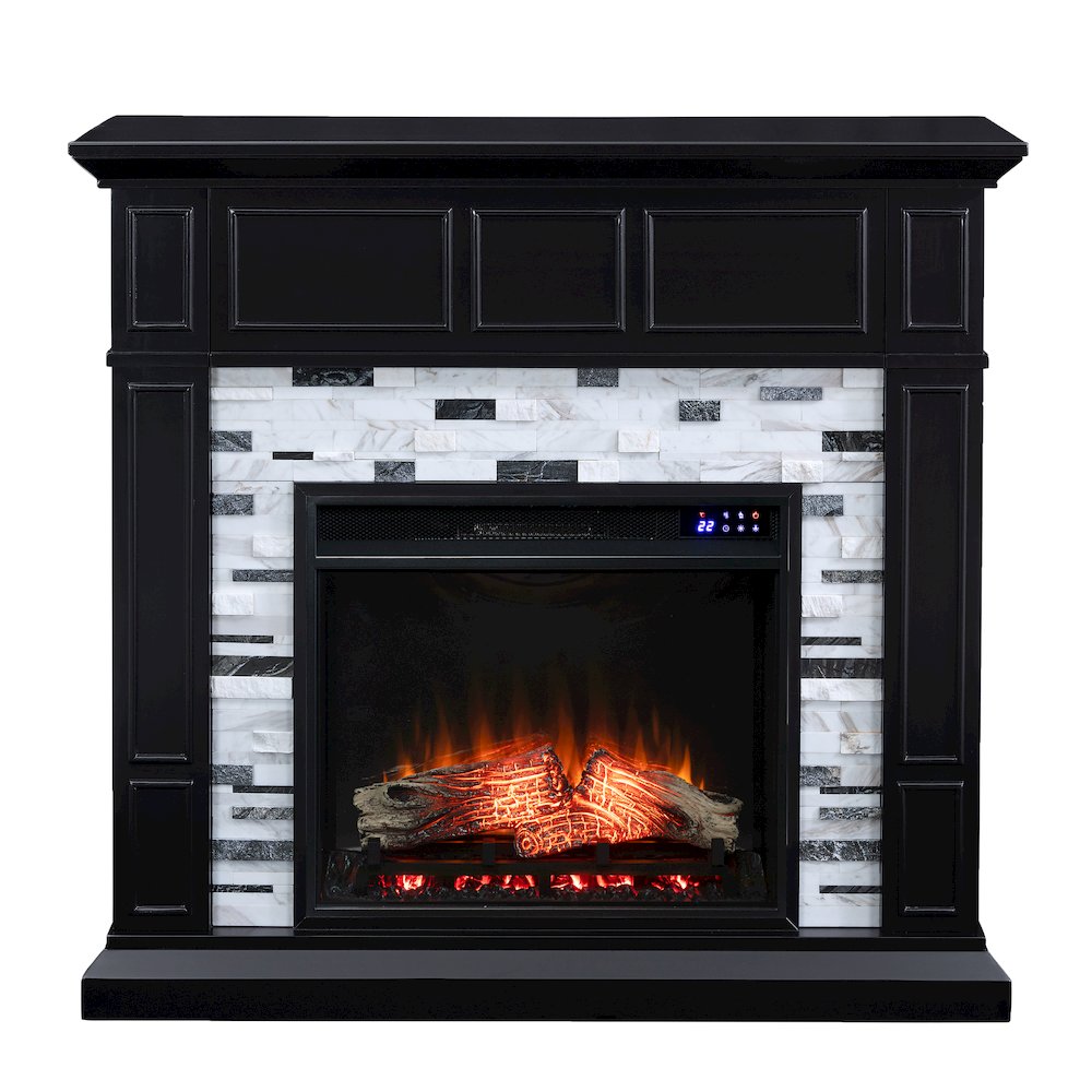 Drovling Marble Touch Screen Electric Fireplace in Black Color
